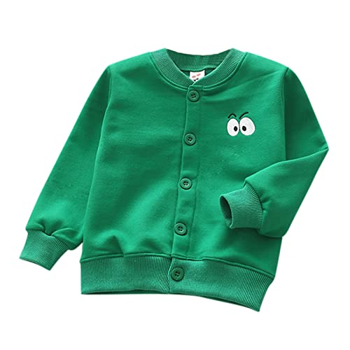 Fall Jacket for Toddler Child Toddler Kids Infant Boys Girls Long Sleeve Cartoon Embroidery Thick (Green, 5-6 Years)