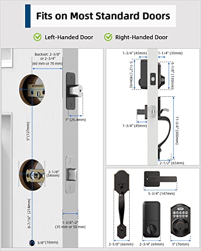 Fingerprint Keyless Entry Door Lock With Handle - Teeho Te002H Smart Keypad Deadbolt Set For Front Door - 0.3S Biometric Identify - Auto Lock - Ip54 Waterproof - Oil Rubbed Bronze #TOP5