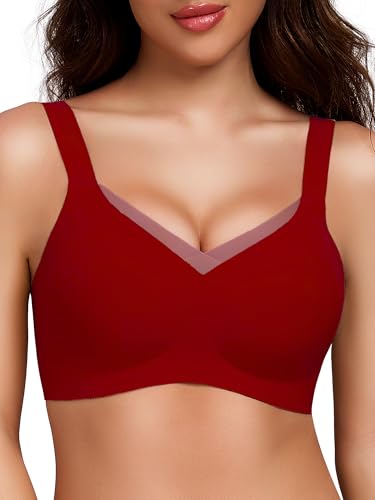 Gailife Crossover Bras for Women No Underwire Wireless Bralettes Seamless Supportive T Shirt Everyday Bras-Red
