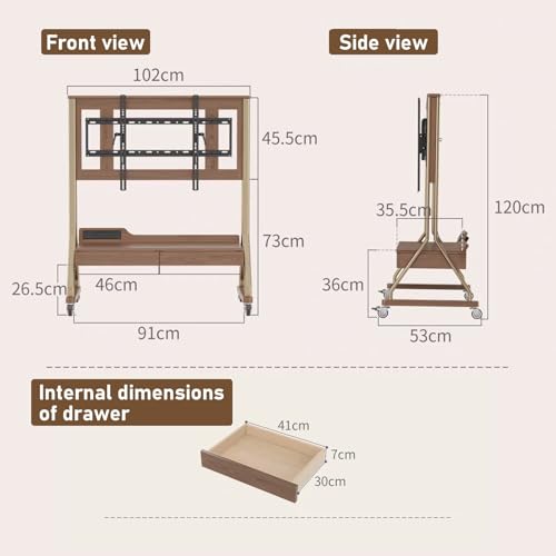 Soporte móvil de madera para TV con ruedas para TVs 40-85 pulgadas miniatura 2