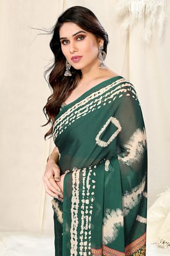 Image of MIRCHI FASHION Saree for Woman Chiffon Shibori Printed | Lightweight Regular Use and Professional Office Sari with Blouse Piece