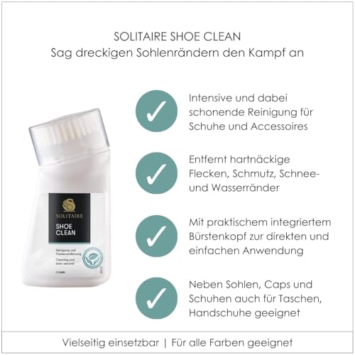 Solitaire Shoe Clean - Reinigung und Fleckentfernung für Schuhe mit Bürste, Transparent (Transparent), 75.00 ml