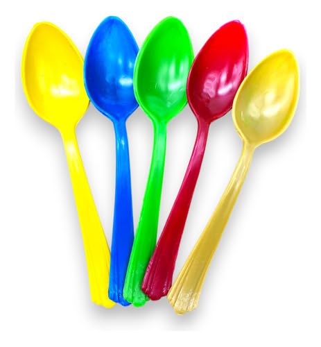 La Mejor Recopilación de Sopero los mejores 5. 43 Cucharas Soperas de Plástico, 18 cm, Multicolor, Fiestas (120pz)