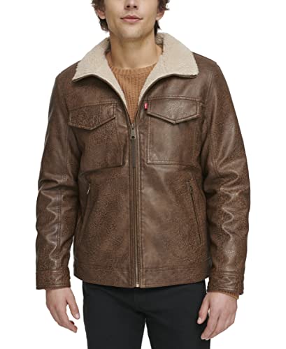 Levi's Men's Faux Leather 2-Pocket Sherpa Lined Jacket