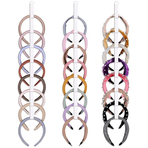 AOFLLU 3 PCS Headband Holder Organizer for Girl Hanging Hairband Storage for Women White Hair Hoop Display Hair Accessories Organizer Bedroom College Dorm Decor
