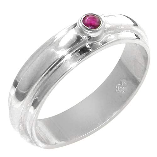 LetsBuyGold 925 Sterling Silver Real Genuine Ruby Womens Wedding Band Ring