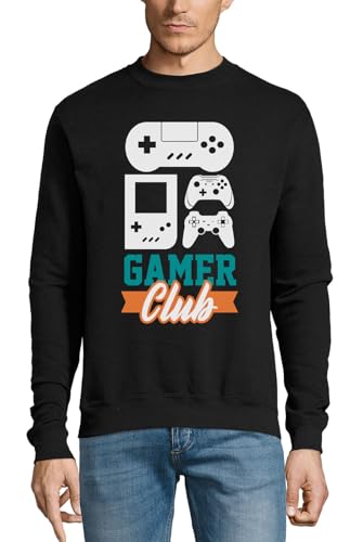 Pull en coton Gamer Club noir - Coupe classique pour hommes et femmes
