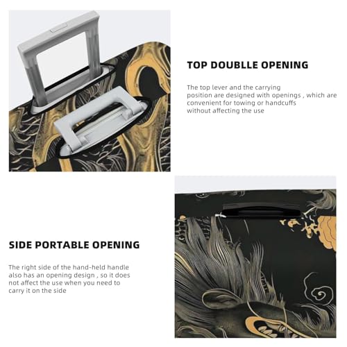 UNIOND Travel Luggage Cover Elastic Washable Flying Dragon Painting Suitcase Cover Protector Fashion Stretch Baggage Covers Dustproof Suitcase Sleeve Fits 18-32 Inch Luggage Small, Black4