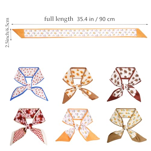 6 Pcs Purse Scarf Handbags for Women Skinny Fashion Neck Scarves Lightweight Stain Ribbon for Bag Hair Accessories2