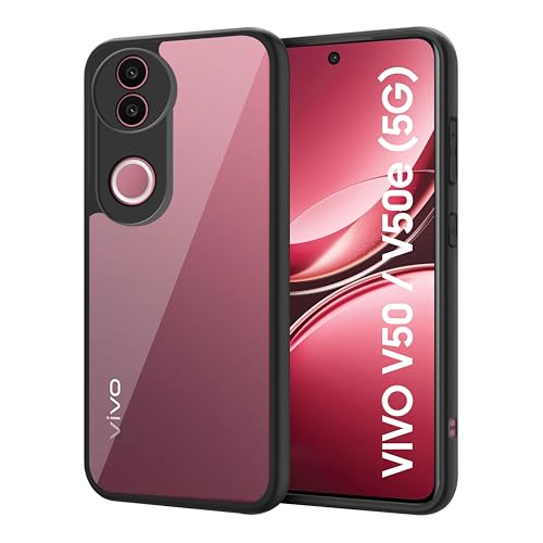 Image of CEDO Backcover for Vivo V50 / V50e / Vivo T4R / iQOO Z10R (5G) | Camera Protection Bump Shockproof Edge | Ultra Hybrid Transparent Acrylic Clear TPU+PC Hard Backcase Cover (Black)