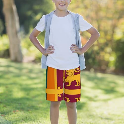 Sri Lanka Flag Youth Beach Pants, Soft and Breathable, with Drawstring Waist, Suitable for Sports and Leisure. 6
