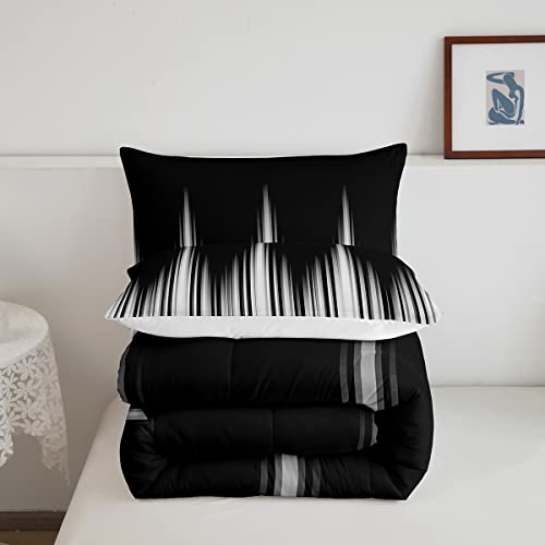 Image of Feelyou Gradient Dark Comforter Set Abstract Stripe Comforter Simple Style Modern Design Art Bedding Set Breathable Modern Luxury Duvet Set Room Decor Quilt Set Queen Size