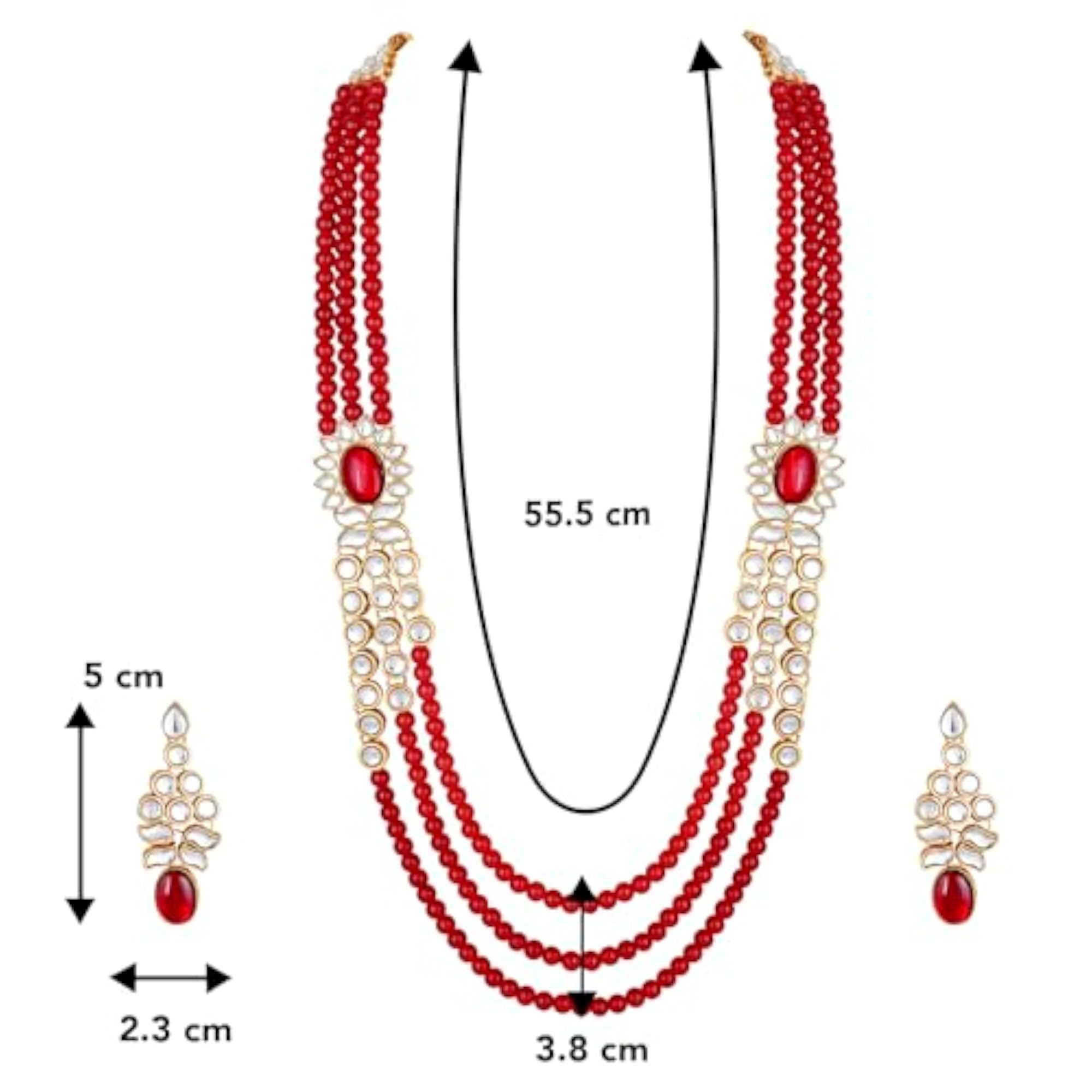 18K Plated Kundan Green Necklace Earrings with Maang Tikka