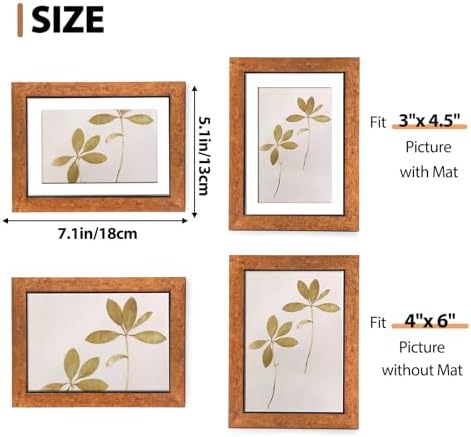 Fixwal 4x6 Picture Frame Set of 5 with Tempered Glass, Brown - 2