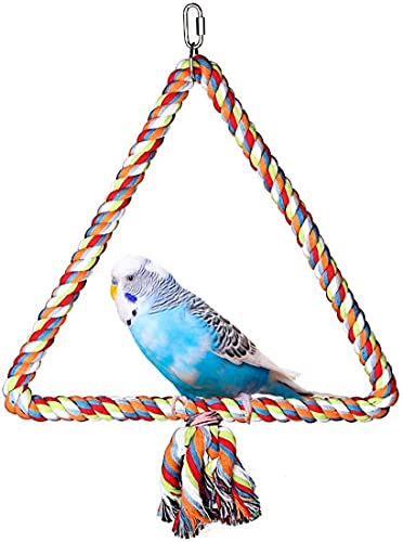Litewoo Dreieck Vogelschaukel Spielzeug Baumwollseil Sitzstangen für Papageien, Wellensittiche, Sittiche, Nymphensittiche, Finken, Lovebird