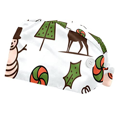 Chapeaux de travail de Noël unisexe | Lot de 2 casquettes bonhomme de neige et cerfs pour adulte
