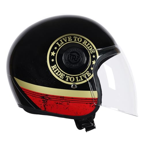 Image of ROYAL ENFIELD Copter Live to Ride Open FACE Helmet Black & Gold L