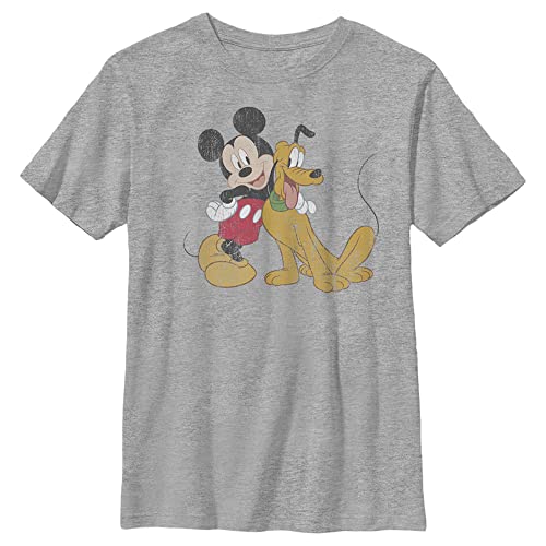 Disney Characters Mickey and Pluto Boy's Heather Crew Tee