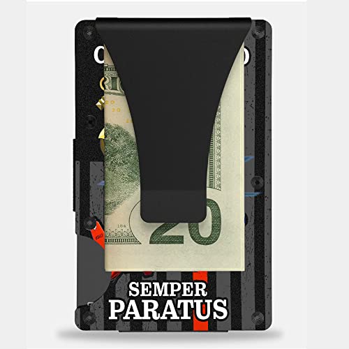 Slim Wallet With Money Clip, Us Coast Guard Red Helicopter Semper Paratus Blocking Front Pocket Credit Card Holder For Coast Guard, 3.35 x 2.13, Black, MWL0001 5
