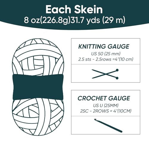 Image of 8 Packs Jumbo Chunky Chenille Yarn - 1820g(64oz) 254 Yards (761ft) Bulky Yarn - Chunky Yarn for Hand Knitting Blanket,Cushions, Pet Bed - Soft and Durable(Dark Green)