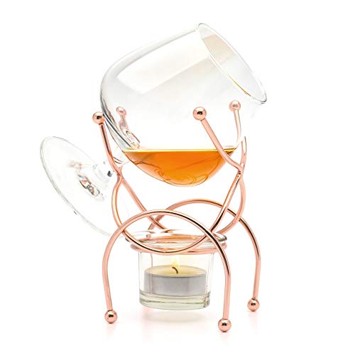 CKB Ltd Brandy & Cognac Snifter - Set regalo con portacandela e supporto in metallo Rame