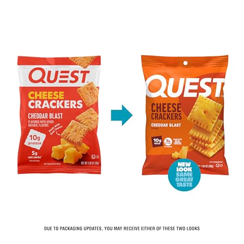 Quest Nutrition Cheese Crackers, Cheddar Blast, 10g Protein, 5g Net Carbs, 1g Sugar, Made with Real Cheese, 12 Packs (1.06 oz bags) image 2