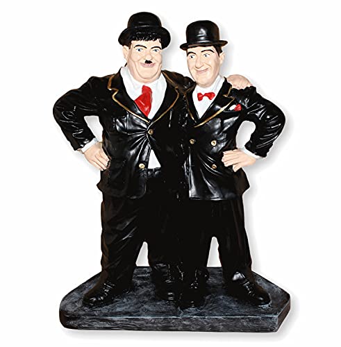 Dekorationsfiguren Gartenfigur Dekofigur Komiker Dick und Doof Freunde H 52 cm stehend auf Sockel Kunstharz Cover