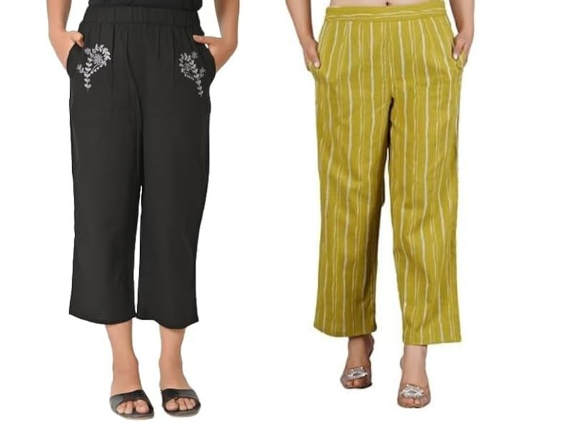 cloth bites 3/4 Cotton Pants for Woman | Capri Pants for Women & Girls | Easy Stretch, Loose Fit & with Side Pockets-picture-28
