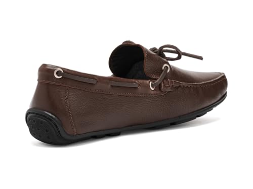 Image of Men's Genuine Leather Casual Slip on Tie-Bow Loafers