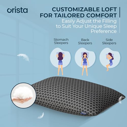 Image of Orista Premium Microfiber Pillow Pack of 4 | 16 inch x 24 inch| Soft, Fluffy, Supportive Sleeping Bed Pillow | Ideal for Back, Side & Stomach Sleepers | Premium Black Cover