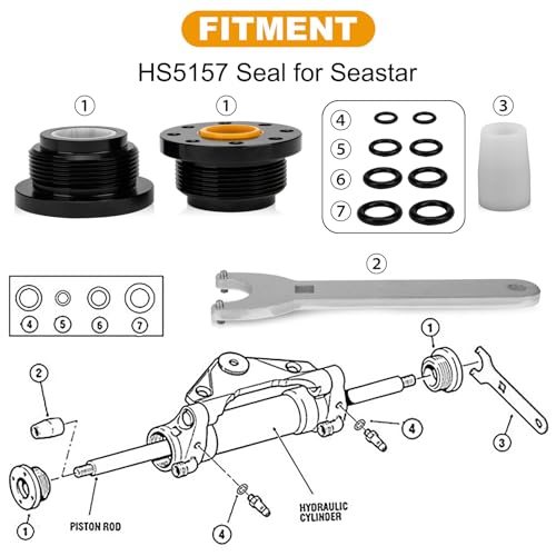 Image of Hydraulic Steering Cylinder Seal Kit - PSLER Front Mount Hydraulic Steering Support Bracket Puller for HC5340 HC5341 HC5343 HC5344 HC5346