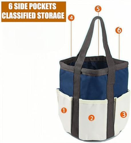 BLIRITEL Garden Tool Organizer, Waterproof Garden Tool Tote Bag with 6 Side Pockets, Outdoor Gardening bucket Bag with Thickened Base and Comfortable Carry Handles (Dark Green) - Thumbnail 4
