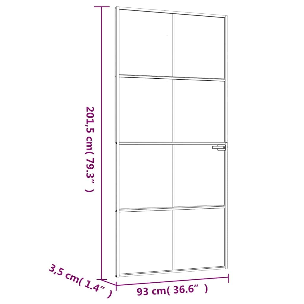 Drzwi wewnętrzne czarne 93 x 201,5 cm szkło hartowane i aluminiumSprzęt Materiały budowlane Drzwi Drzwi domowe