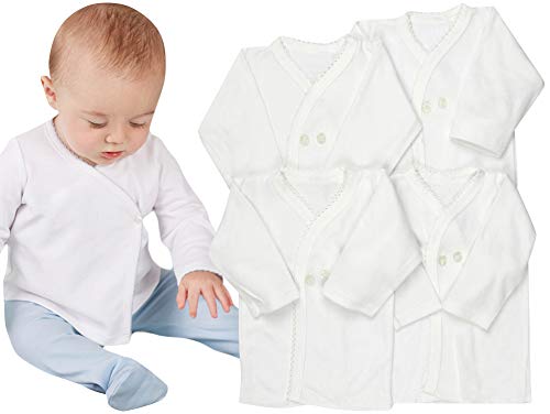 Image of ToBeInStyle Babies' 4 Pack Relaxed Fit Short or Long Sleeve Button Up Kimono Tee Swaddle Shirt