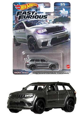 Hot Wheels Fast and Furious Die Cast Modelo Coche Jeep Grand Cheroke Trackhawk Gris - Escala 1/64 Longitud 7 cm HNW48