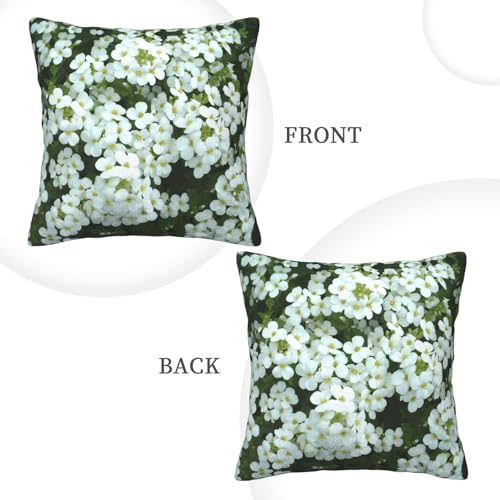 Housse de coussin en velours côtelé blanc 45x45 cm fleurie - 4