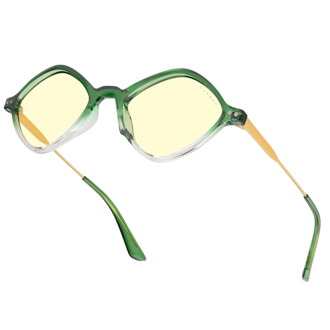 GunnarLoki Asgard Edition Premium Gaming and Computer Glasses - Blocks 65% Blue Light - Amber Tint, Emerald Gold, Emerald Green, 53mm