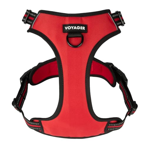 Image of Voyager Dual Attachment No Pull Harness - Red, X-Large | 28 - 37 inch in Chest, No Pull Dog Harness, Fully Adjustable, 3M Reflective Technology, Front & Back D-Rings, Walking & Training