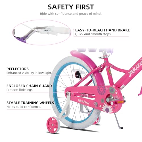 Image of JOYSTAR Little Daisy Kids Bike for Girls Boys Ages 2-10 Years, 12 14 16 20 Inch Girls Bikes with Doll Bike Seat & Streamers, Boys Bike with Flag & Number Plate, Multiple Colors