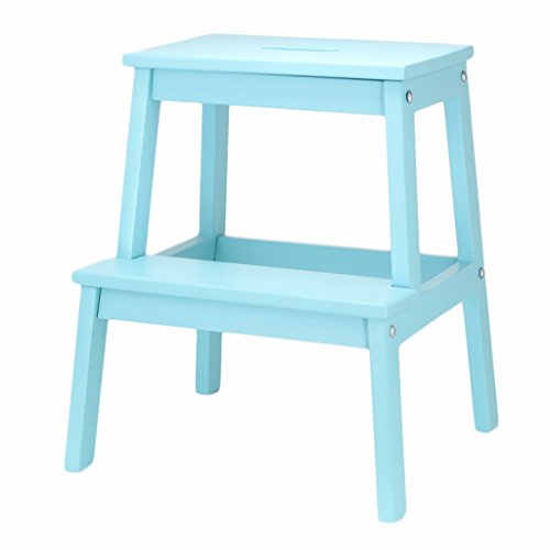 ZHDWM Step Stool Solid Wood 2 Layer Multifunction Storage Stool Shoe Bench Children Climbing Ladder Flower Stand Foot Stool Northern Europe For Indoor Kitchen Use Folding chair (Color : Blue)