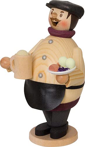 Drechslerei Kuhnert - Rauchmann/Räucherfigur aus Holz - Max als Wirt - 16cm Höhe - Made in Germany