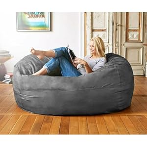 6 Ft Gray Color Giant Bean Bag Chair with Filler Included | Comfortable, Ultra-Soft & Long-Lasting, Durable Double Stitching Removable Zipper Closure Cover 6 Ft Gray Color Giant Bean Bag Chair with Filler Included Comfortable Ultra Soft Long Lasting Durable Double Stitching Removable Zipper Closure Cover