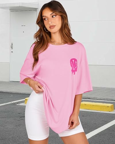 Womens Oversized Tshirt Graphic Tees Crew Neck Summer Short Sleeve Loose Fit Tops - Image 3
