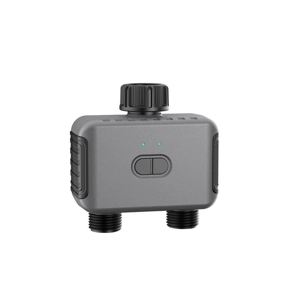 Timer automatico for irrigazione a doppio tubo adatto for il giardino | Temporizzatore programmabile a 2 uscite, controllo indipendente, facile installazione(Only Timer 1pcs)