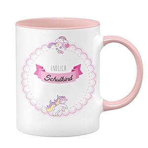 Tasse Endlich Schulkind – Geschenke zur Einschulung für Mädchen – Geschenke zum Schulanfang für Schultüte – Farbe…