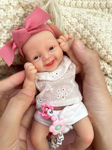 Miniatura 2 de Reborn Baby Doll Girl Muñeca De Silicona De 7 Pulgadas Mini Muñecas De Bebé Recién Nacido Realistas Cuerpo Completo De Silicona 1 Muñeca 2 Juegos De Ropa