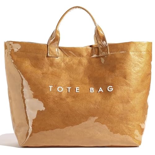 Image of Large Tote Bags for Women PVC Clear Totes Bag Plastic Carry All Bag Kraft Paper Shoulder Handbag Hobo for Work Travel