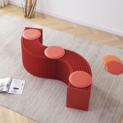 Tabouret pliant gain de place rouge pour petit espace et entrée