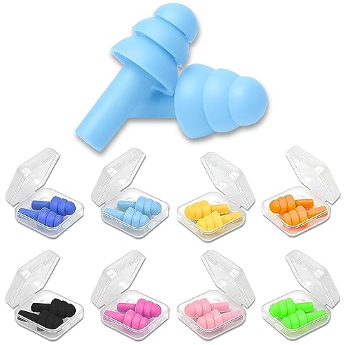 Earplugs for Sleeping,8 Pairs Noise Cancelling Silicone Earplugs for Sleeping Swimming Snoring...