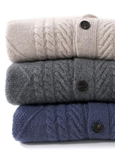 Men's Thick Suit Collar Single Breasted Solid Wool Sweater Cardigan4